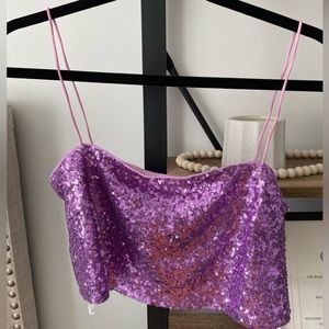 Purple Sequin Crop Tank